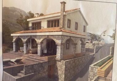 Land plot and house under construction in Zagora, Kotor with stunning sea view